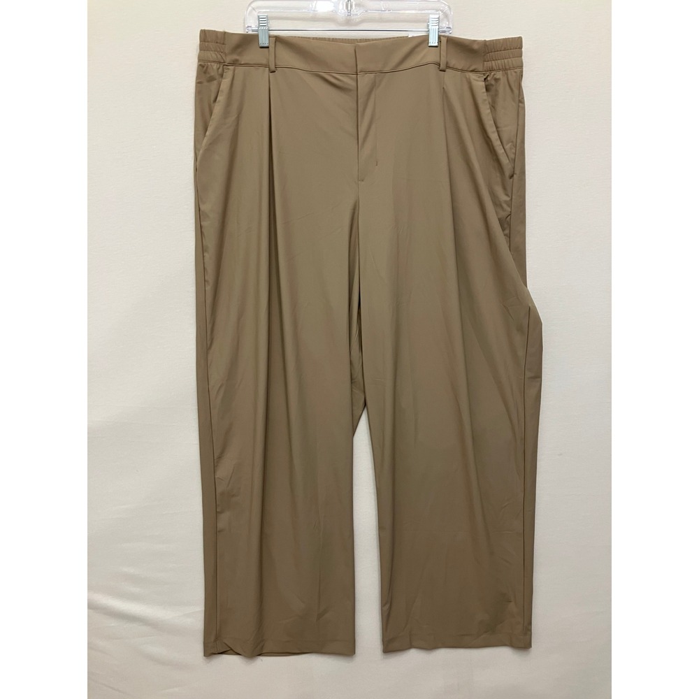New Old Navy SleekTech High-Rise Pants XXL Tan Go-Dry Wide Leg Full-Length